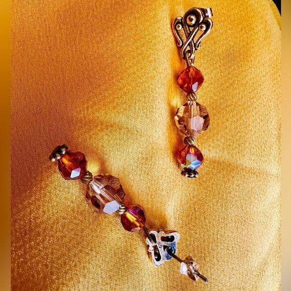 Brown Glamorous Vintage Style Drop Earrings Iridescent Crystal Earrings woman's - Picture 11 of 15
